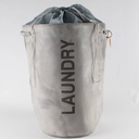 Panier à linge LAUNDRY velours Gris clair 2 anses 