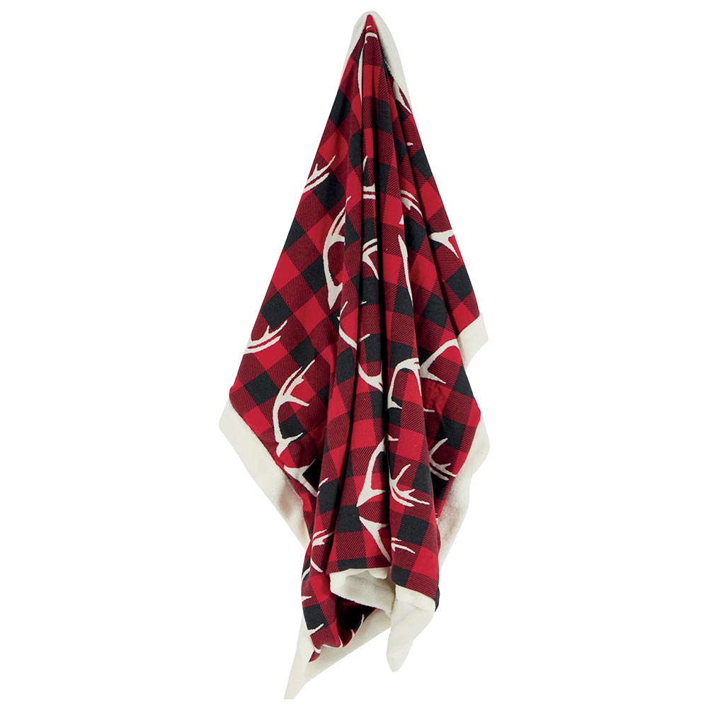 Plaid Corne de Cerf carreaux rouge et gris