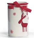 Vase Pot décoration CERF Blanc Rouge 22 cm