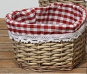Set 3 Paniers Rotin Coeur Tissu Vichy