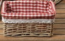 Set 3 Paniers Rotin Rectangle Tissu Vichy  CAMPAGNE
