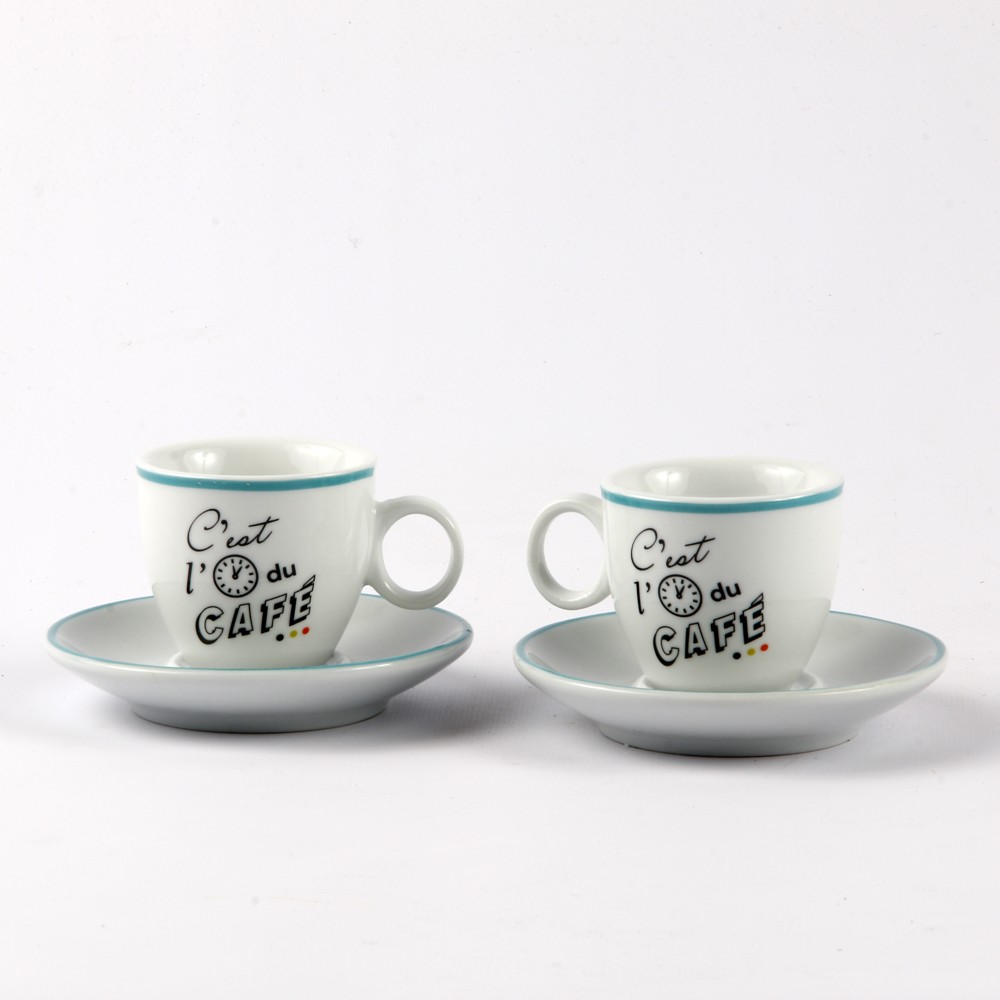 Set 2 Tasses à café Espresso C'EST L'HEURE  céramique 