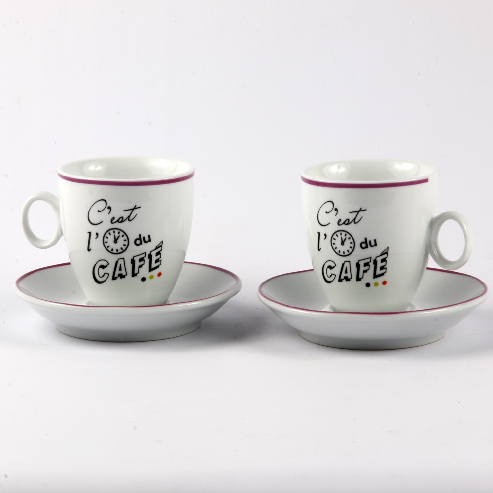 Set 2 Tasses à café Espresso C'EST L'HEURE  céramique 