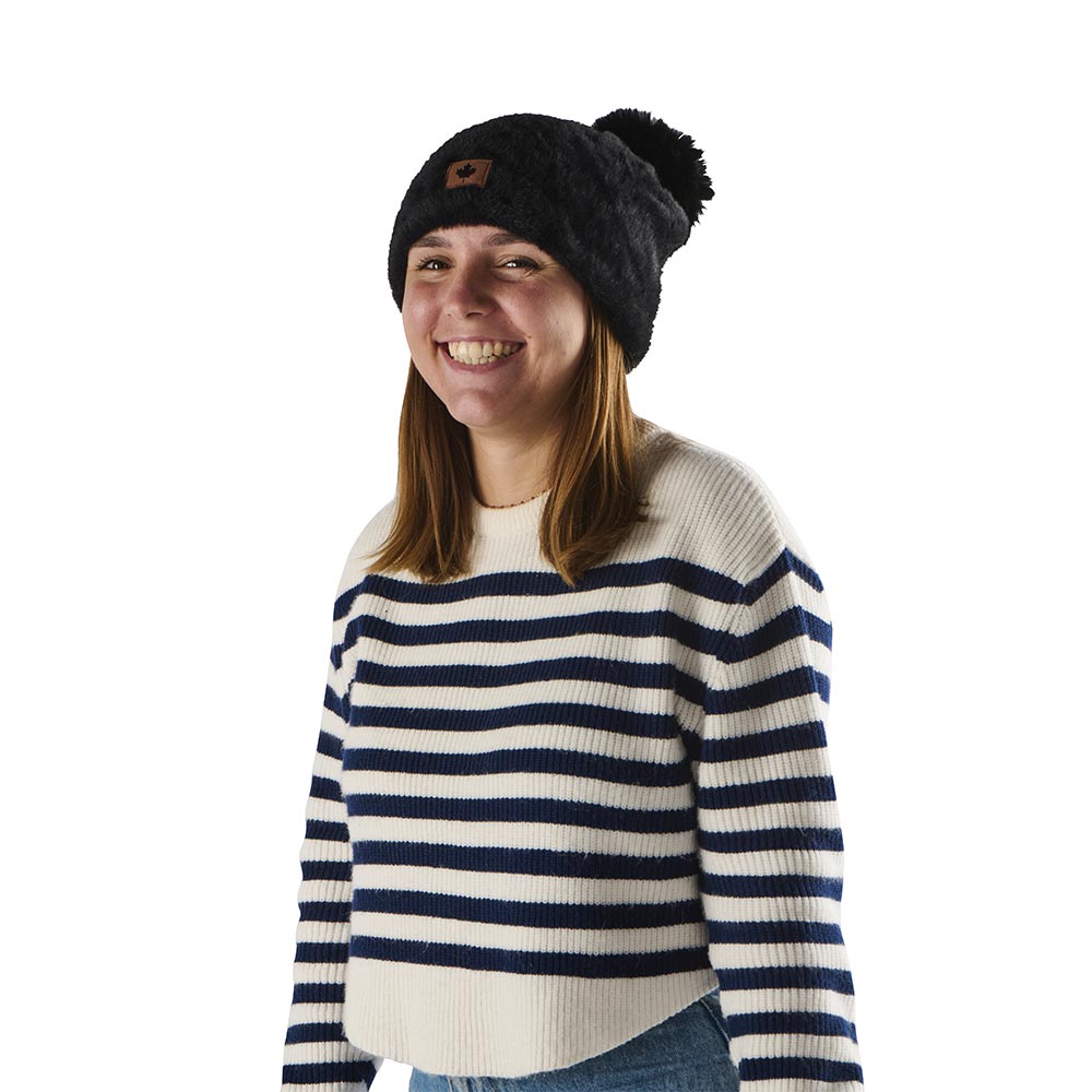 Bonnet Noir avec gros pompon PURE & ADVENTURE 
