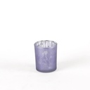 Photophore en Verre Laqué Fleurs MAUVE 8 cm