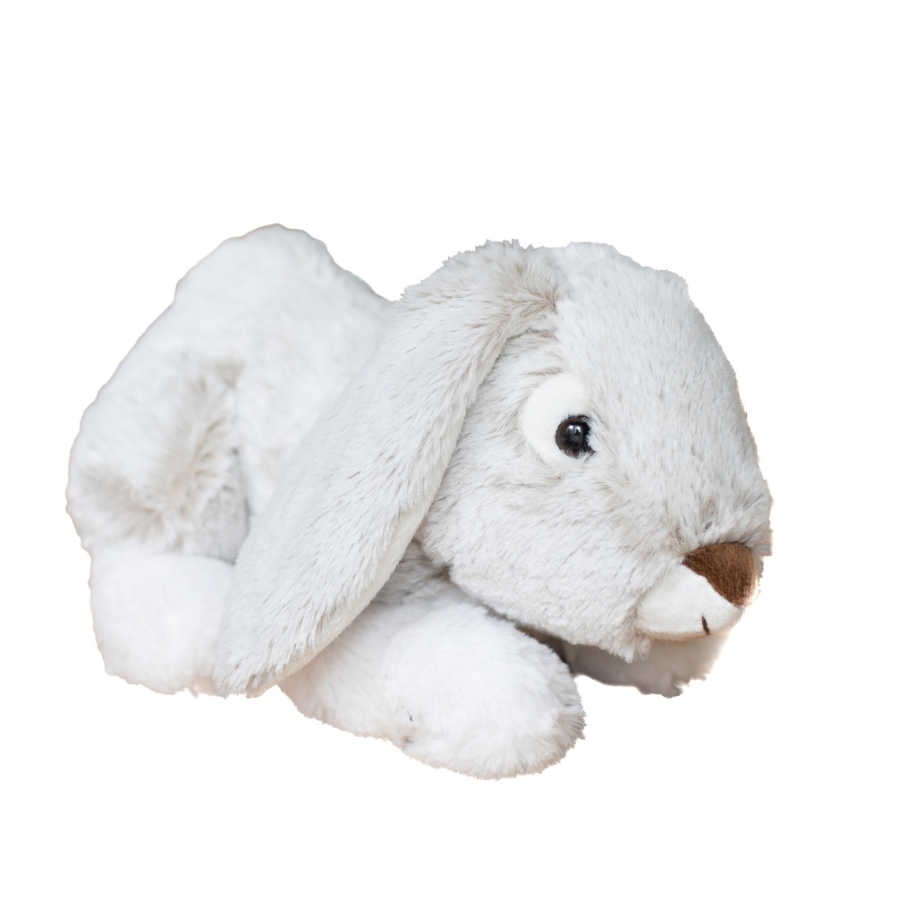 Peluche Lapin doux allongé 21 cm.