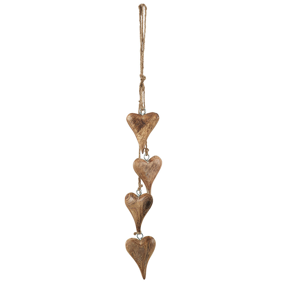 Suspension 4 Coeurs en bois miel 60  cm