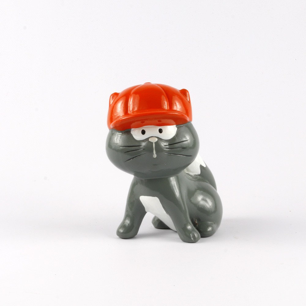 Chat Gris TAGADA Casquette Orange céramique 17 cm  