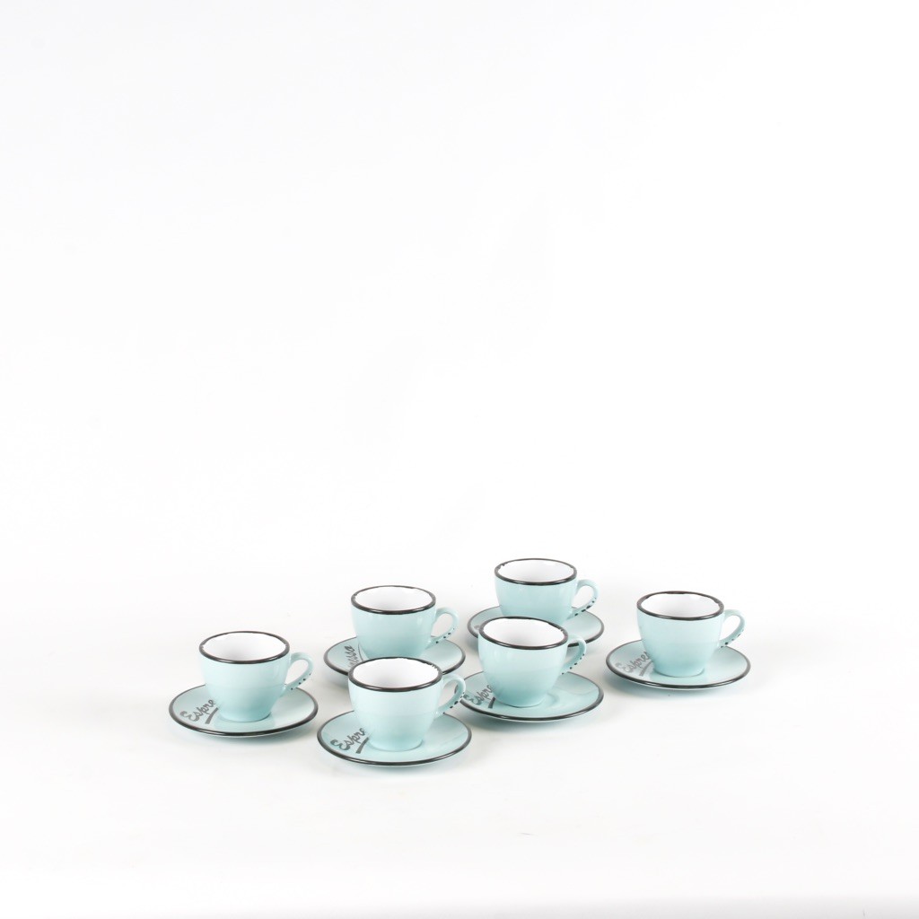 Lot 6 Tasses café Expresso VINTAGE avec sous tasses Bleu 