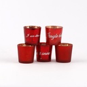 Coffret Noël Set 5 Photophores Rouges Givrés 6 cm
