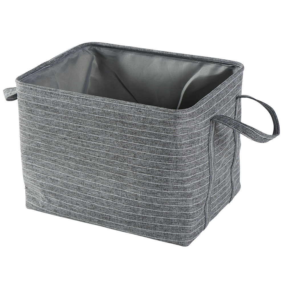 Panier de rangement Grand tissu gris fines rayures blanches  