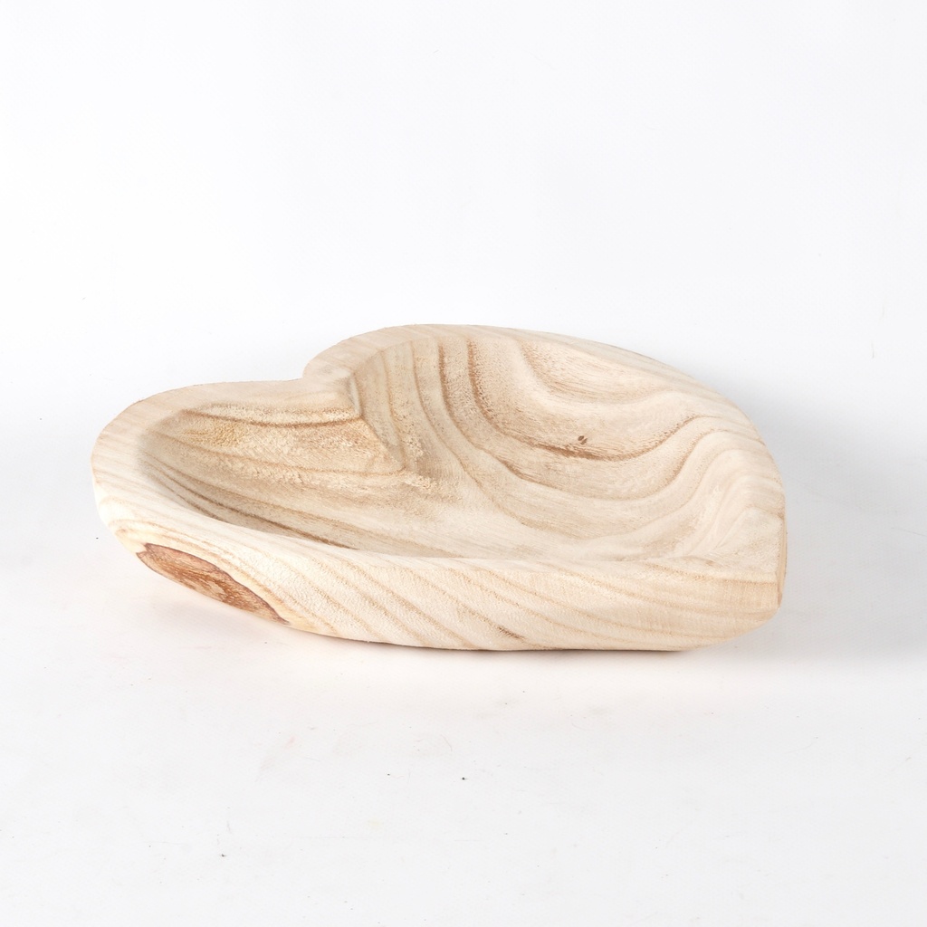 Coupe décorative coeur en bois PAULOWNIA 28,5 cm 