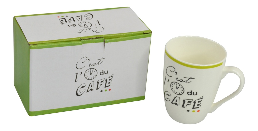 Set 2 Mugs à café ou thé C'EST L'HEURE  céramique  