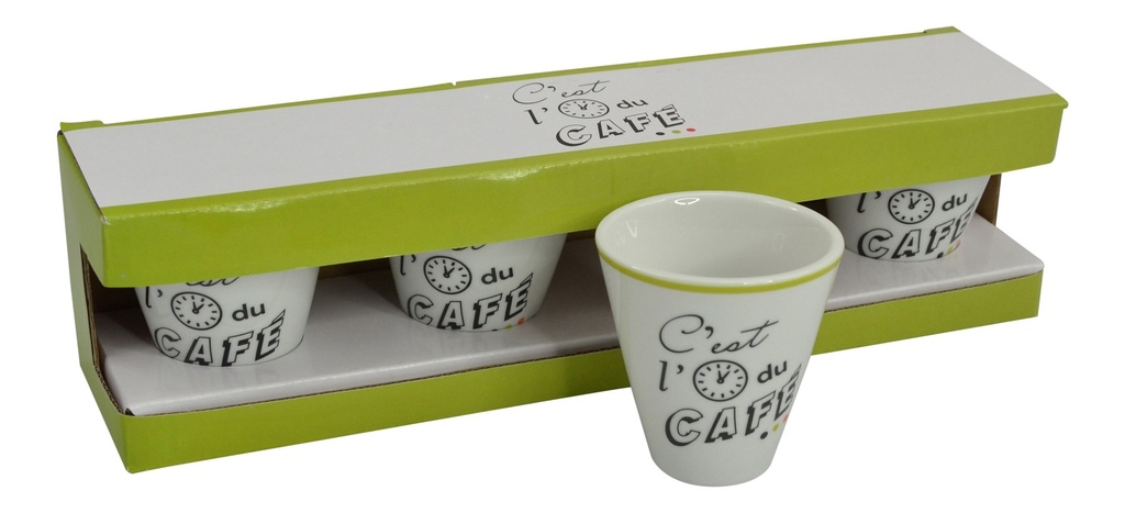 Set 4 tasses à café Espresso C'EST L'HEURE  céramique  