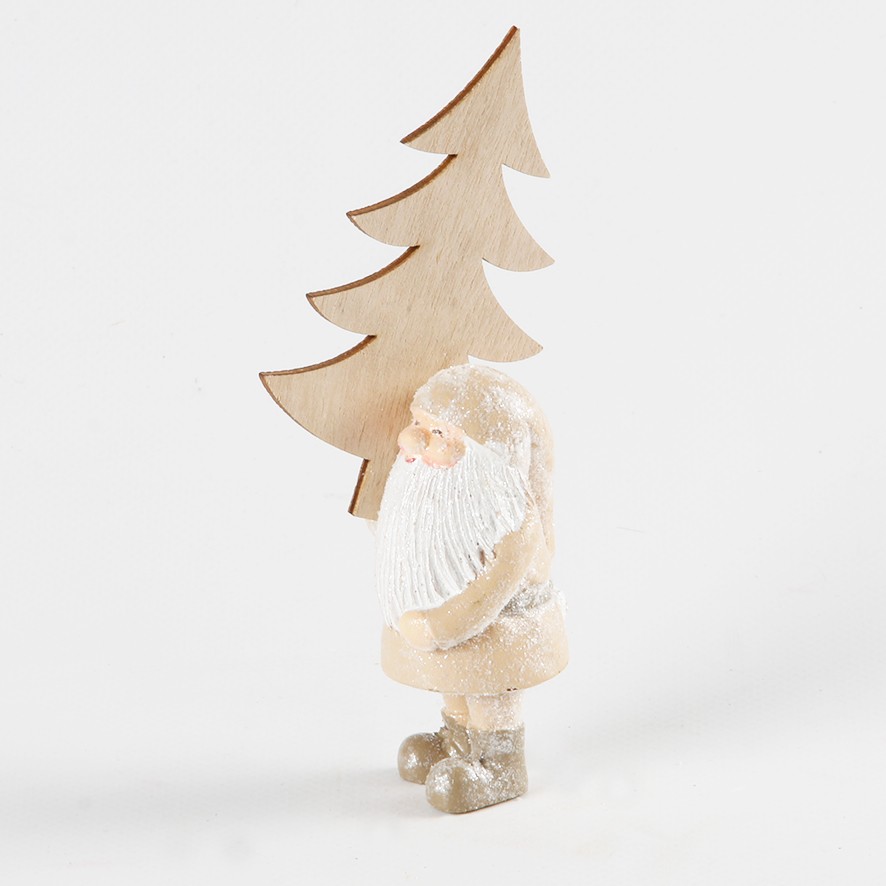 Père-Noël avec sapin bois à poser