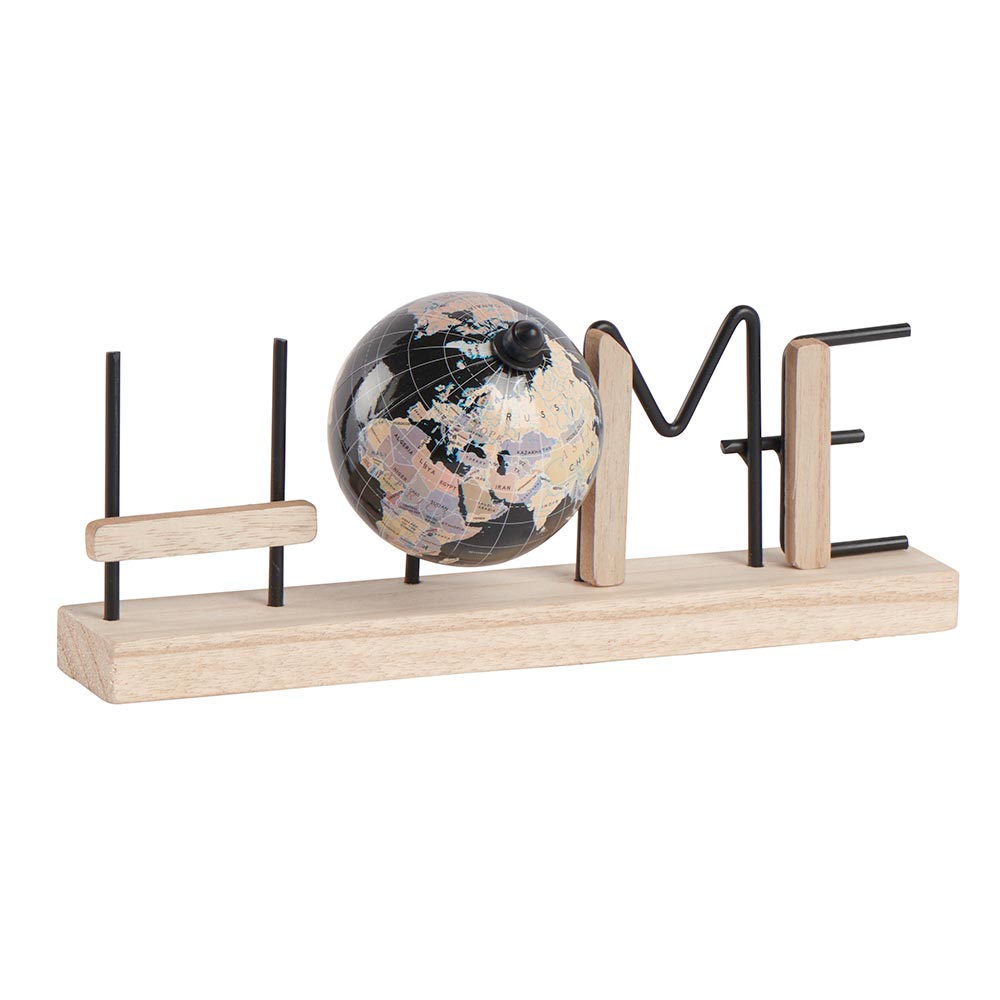 Décoration HOME avec globe en bois et métal