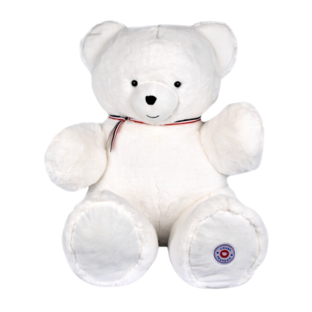 Peluche L'OURS Français Blanc flocon 80 cm