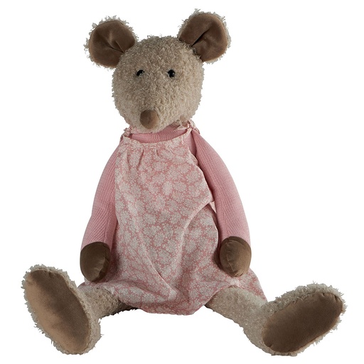 [QJ558] Peluche Souris haut lainage rose LOLA Louise Mansen 82 cm