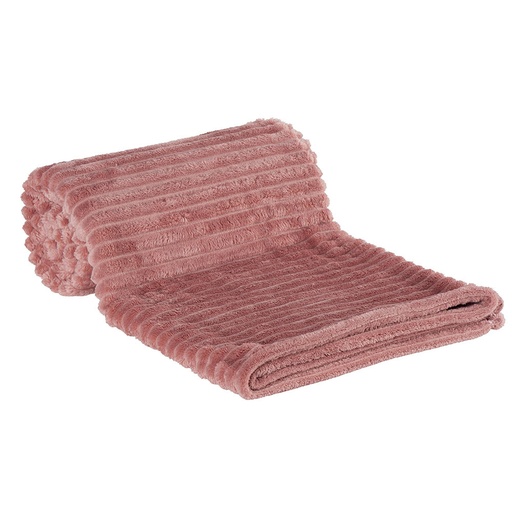 [ES018] Plaid à côtes coloris rose clair 160 x 130 cm