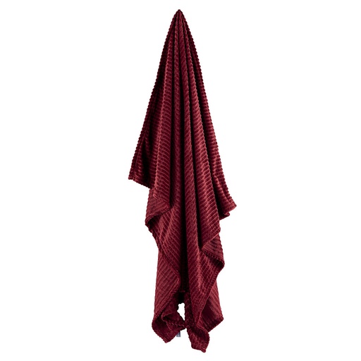 [WU005] Plaid à côtes rouge rubis  200 x 150 cm