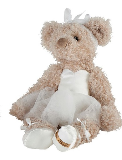 [QJ538BLANC] Peluche Souris danseuse APOLLONIA tutu et chausson blanc LOUISE MANSEN 33 cm
