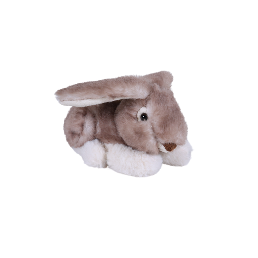[7635] Peluche Lapin doux brun allongé 15 cm