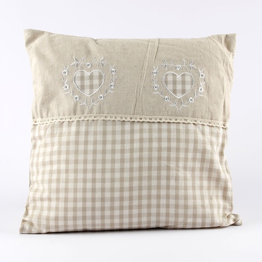 [AG138] Coussin Coeur BIANKA Lin Naturel