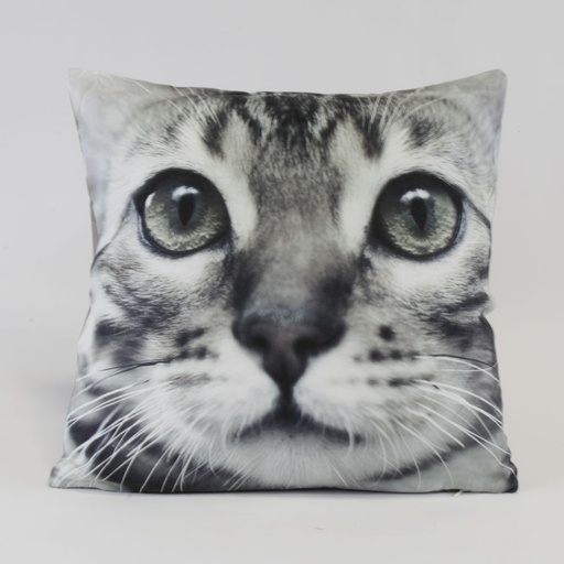 [SMA019] Coussin tête de chat tigré