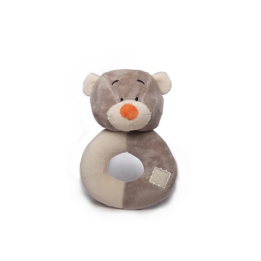 [8426] Hochet Bébé Ours Gris et Orange