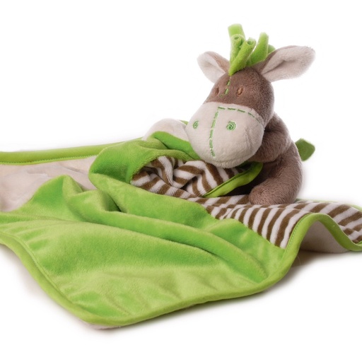 [7792] Doudou Bébé Ane Vert/Marron