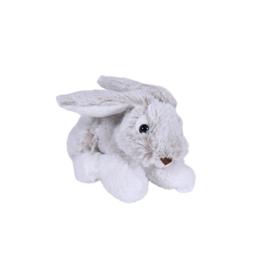 [7604] Peluche Lapin doux gris allongé 15 cm
