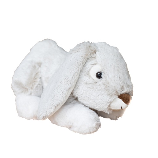 [7605] Peluche Lapin doux allongé 21 cm.