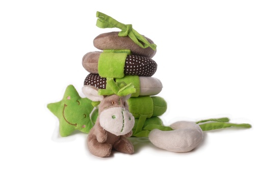 [7790] Doudou Spirale Bébé ANE Vert et Marron pour poussette