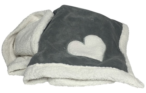 [CT012] Plaid COCOON Coeur Brodé Gris 127 x 152 cm