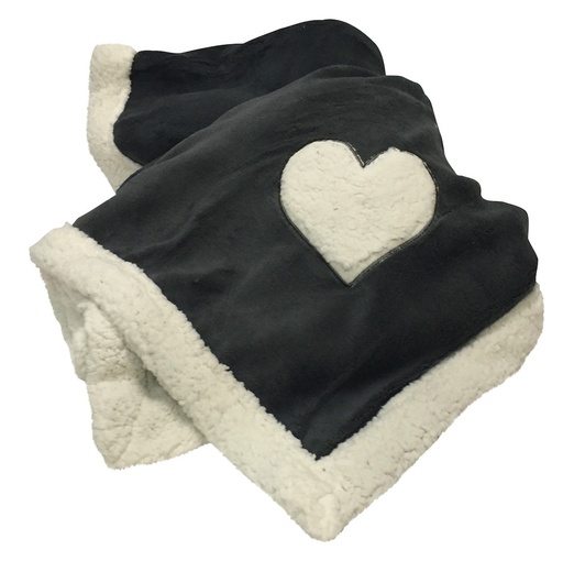 [CT021] Plaid COCOON Coeur Brodé Anthracite 127 x 152 cm