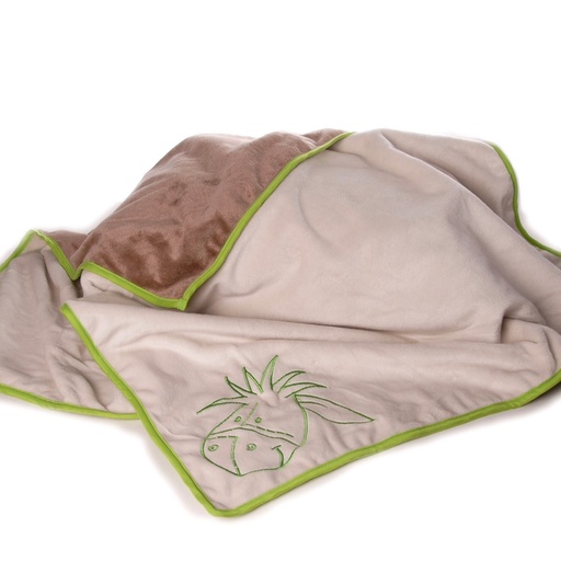 [7787] Plaid Bébé Ane Tout Doux marron/vert 80 x 60 cm