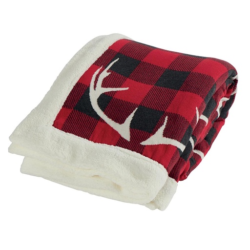 [UK036] Plaid Corne de Cerf carreaux rouge et gris