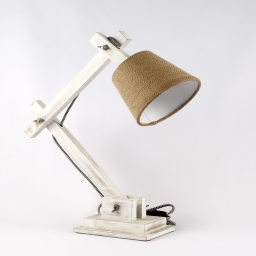 [MA20-52-787] Lampe en bois blanc patiné 
