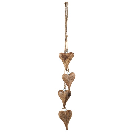[NC017] Suspension 4 Coeurs en bois miel 60  cm