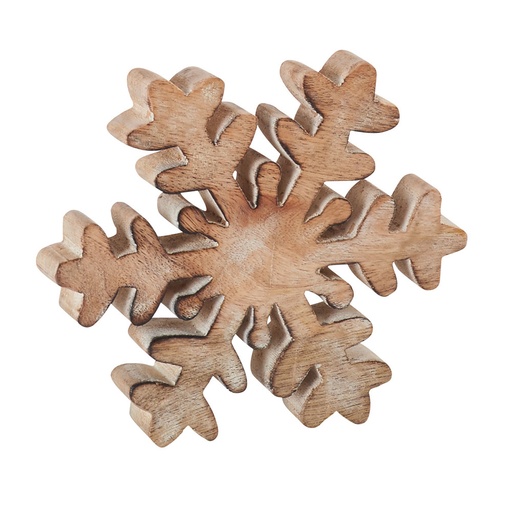 [NC021] Flocon à poser en bois miel 14 cm