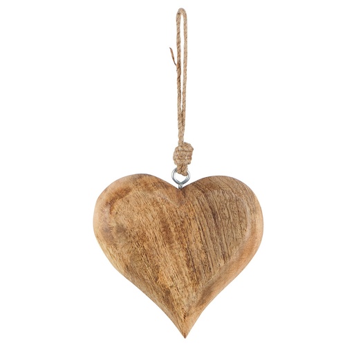 [NC118] Coeur en bois miel avec corde 10 cm