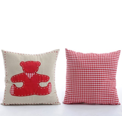[11391] Coussin Enfant décoration OSCAR  lin rouge