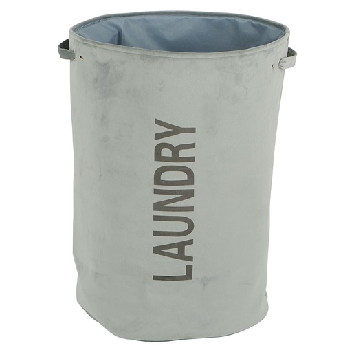 [ACE002] Panier à linge LAUNDRY velours Gris clair 2 anses 