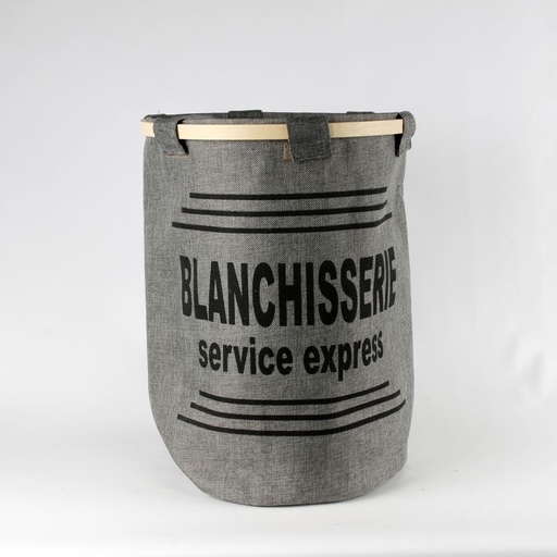 [JI001] Panier à linge "blanchisserie service express" gris cylindrique