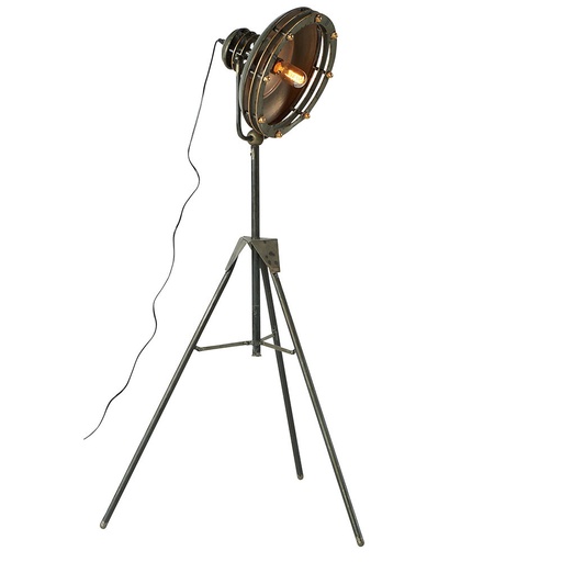[LY051] Lampe sur trépied en métal vieilli façon projecteur