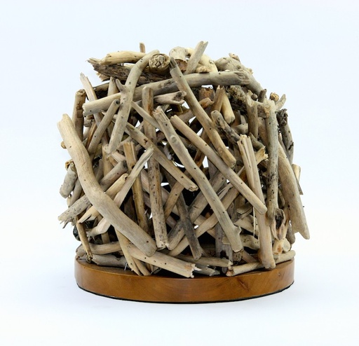 [06.03.014] Lampe en bois flotté boule CARANG
