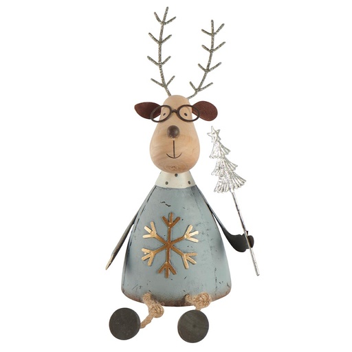 [SA458] Décoration Renne à lunettes en métal Noël 