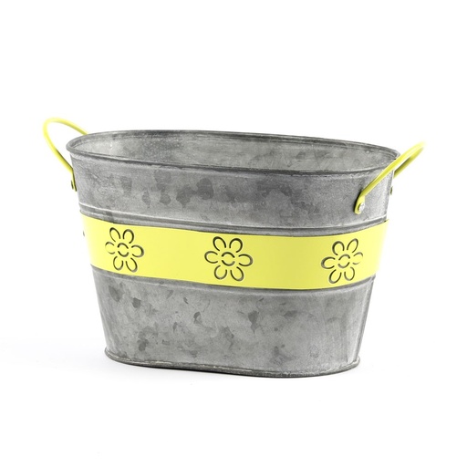 [FY003-J] Pot à plantes, Fleurs Vase Ovale Métal Jaune 13 cm