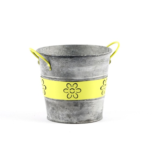 [FY002-J] Pot à plantes, Fleurs Vase Ronde Métal Jaune 13 cm  