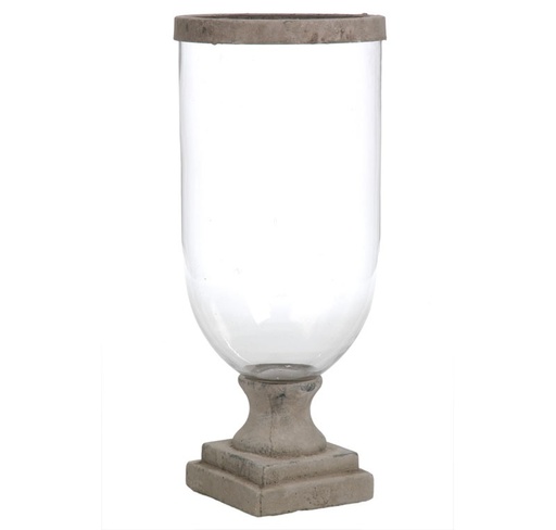 [5307] Vase céramique beige et verre 44 cm